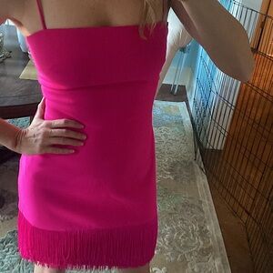Likely NWT Melly dress hot pink fringe mini cocktail party size 2